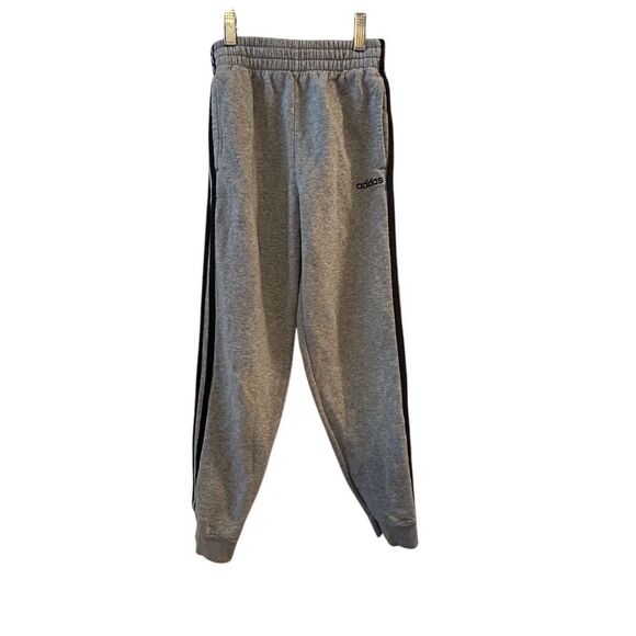 Adidas Boys' Gray 3-Stripes Fleece Jogger Pants Size M Casual - Picture 1 of 8